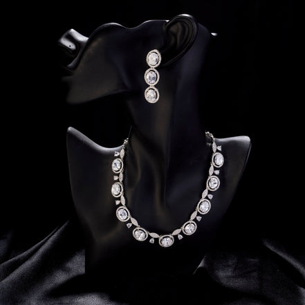 Necklace - Opulent Spark Rhodium Necklace - Opal Touch