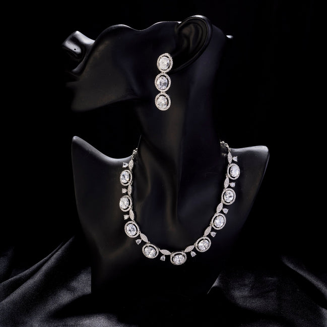 Necklace - Opulent Spark Rhodium Necklace - Opal Touch