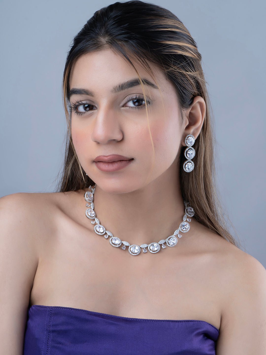 Necklace - Opulent Spark Rhodium Necklace - Opal Touch