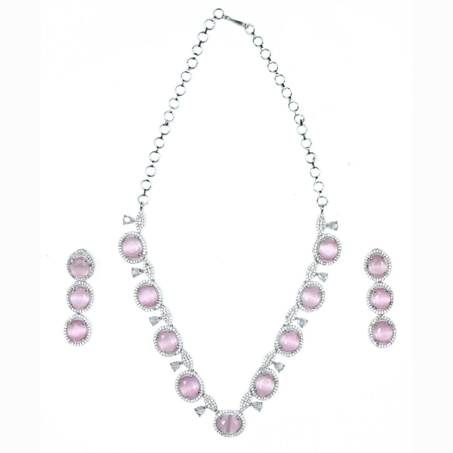 Necklace - Opulent Spark Rhodium Necklace - Opal Touch