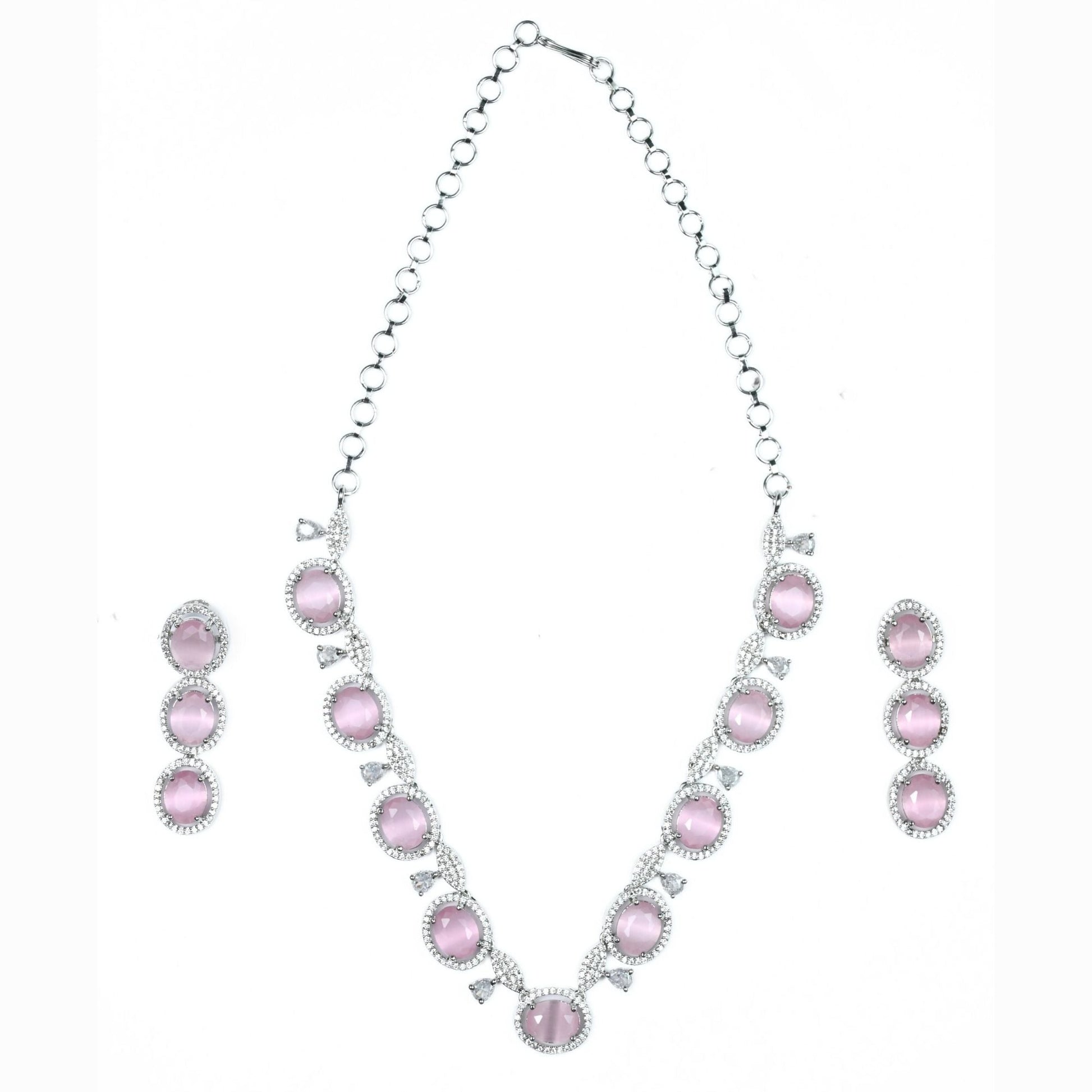 Necklace - Opulent Spark Rhodium Necklace - Opal Touch