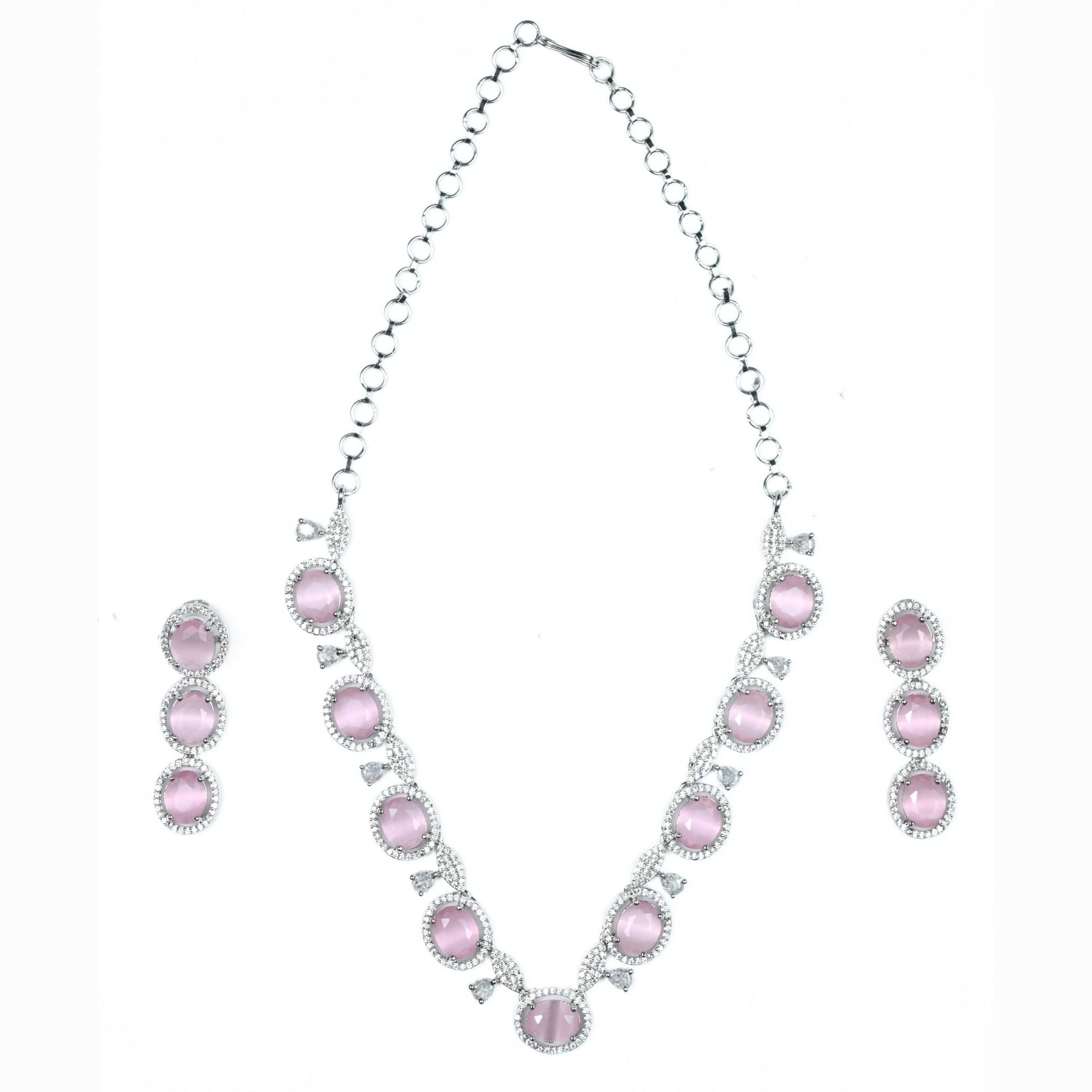 Necklace - Opulent Spark Rhodium Necklace - Opal Touch
