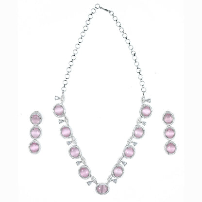 Necklace - Opulent Spark Rhodium Necklace - Opal Touch