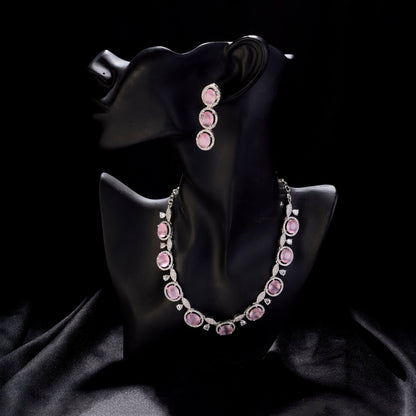 Necklace - Opulent Spark Rhodium Necklace - Opal Touch