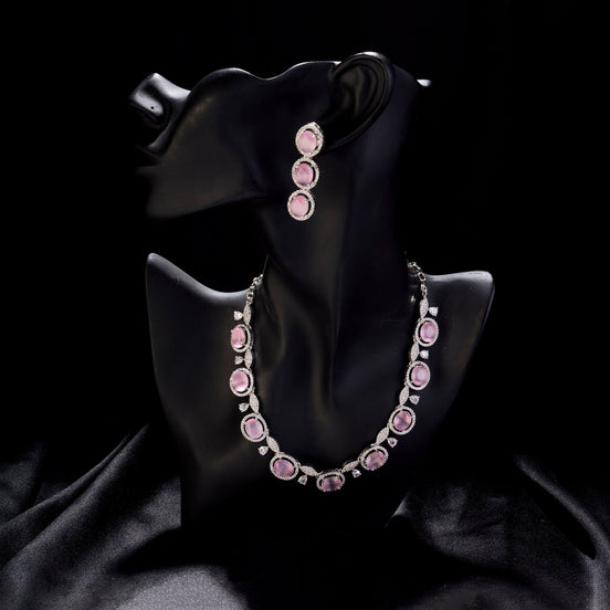 Necklace - Opulent Spark Rhodium Necklace - Opal Touch