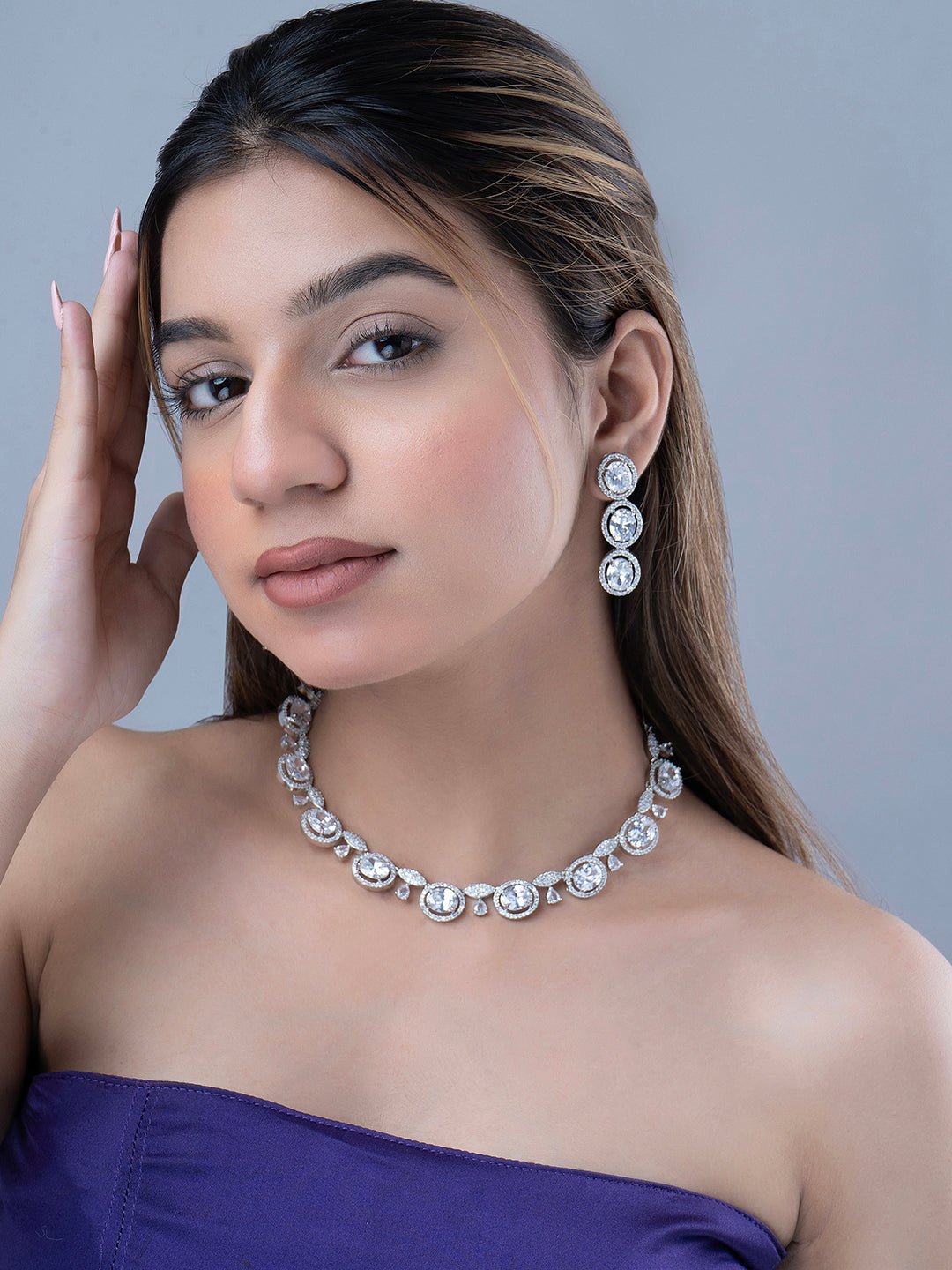 Necklace - Opulent Spark Rhodium Necklace - Opal Touch