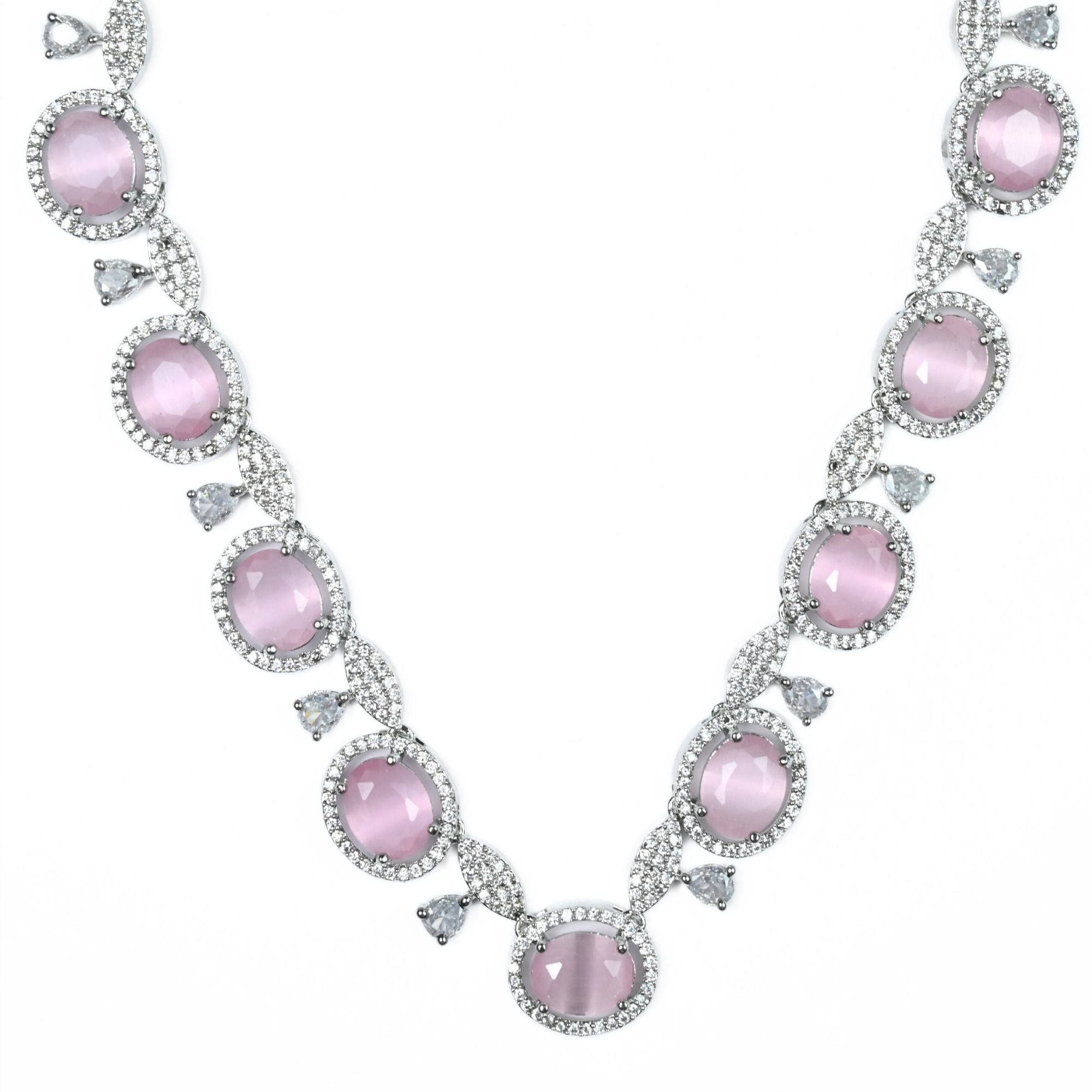 Necklace - Opulent Spark Rhodium Necklace - Opal Touch