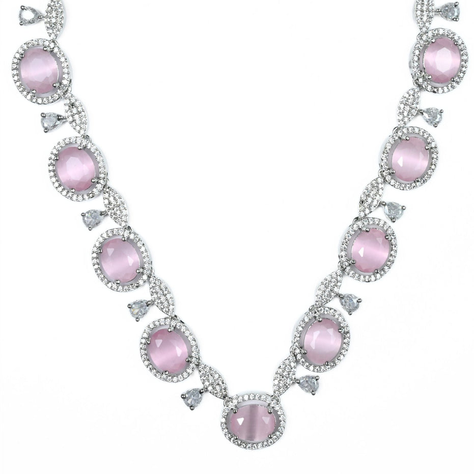 Necklace - Opulent Spark Rhodium Necklace - Opal Touch
