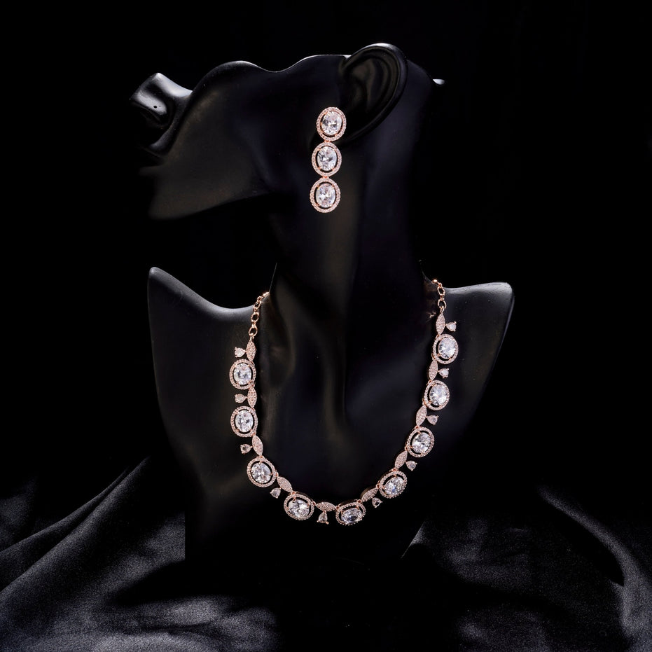 Necklace - Opulent Spark Rose Gold Necklace - Opal Touch