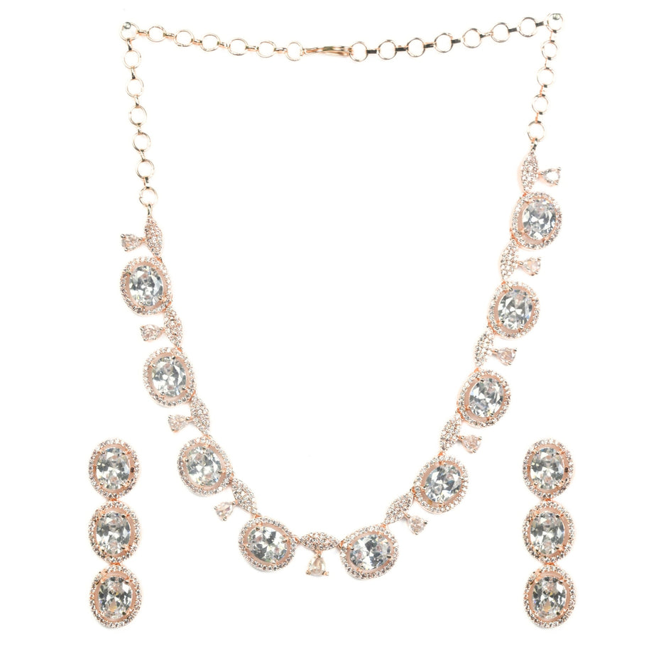 Necklace - Opulent Spark Rose Gold Necklace - Opal Touch