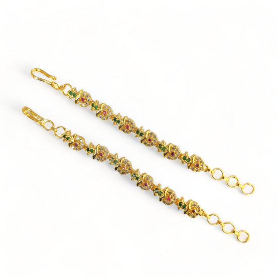 Opal Touch - Opulent Treasures Matil - Red-Green-White Gold Plated - Ear Chain