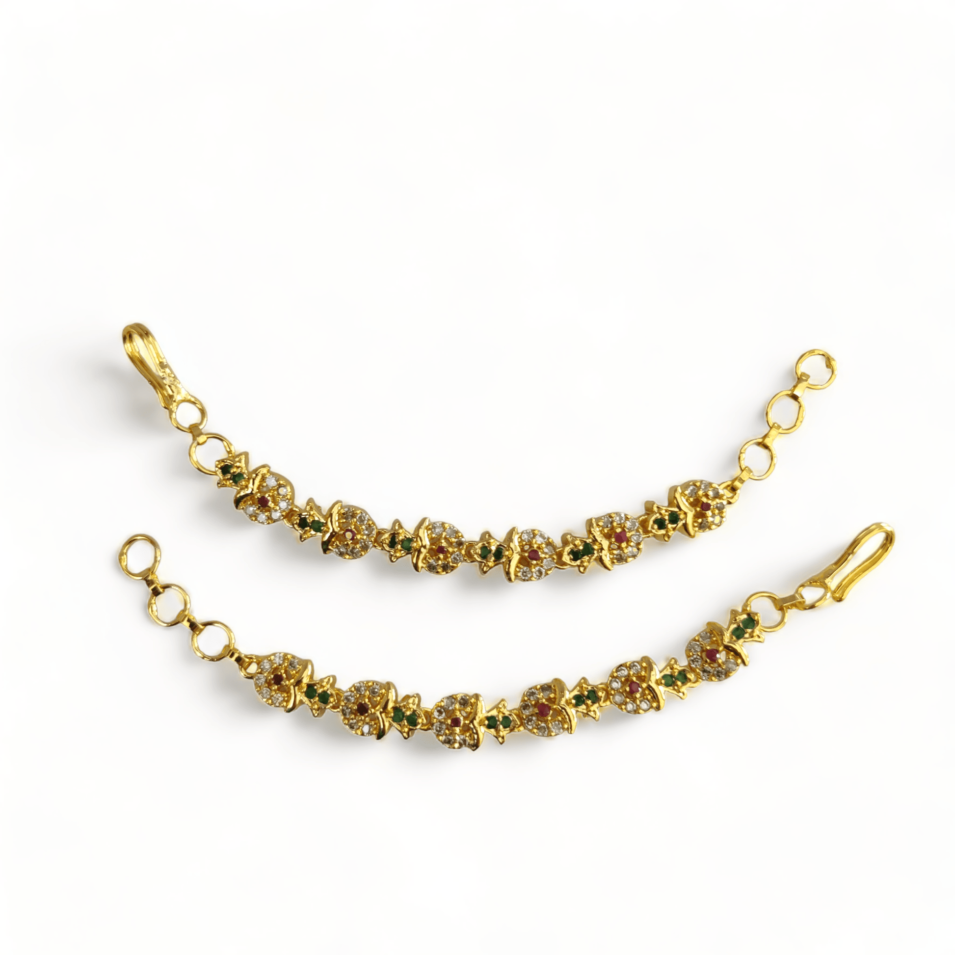 Opal Touch - Opulent Treasures Matil - Red-Green-White Gold Plated - Ear Chain