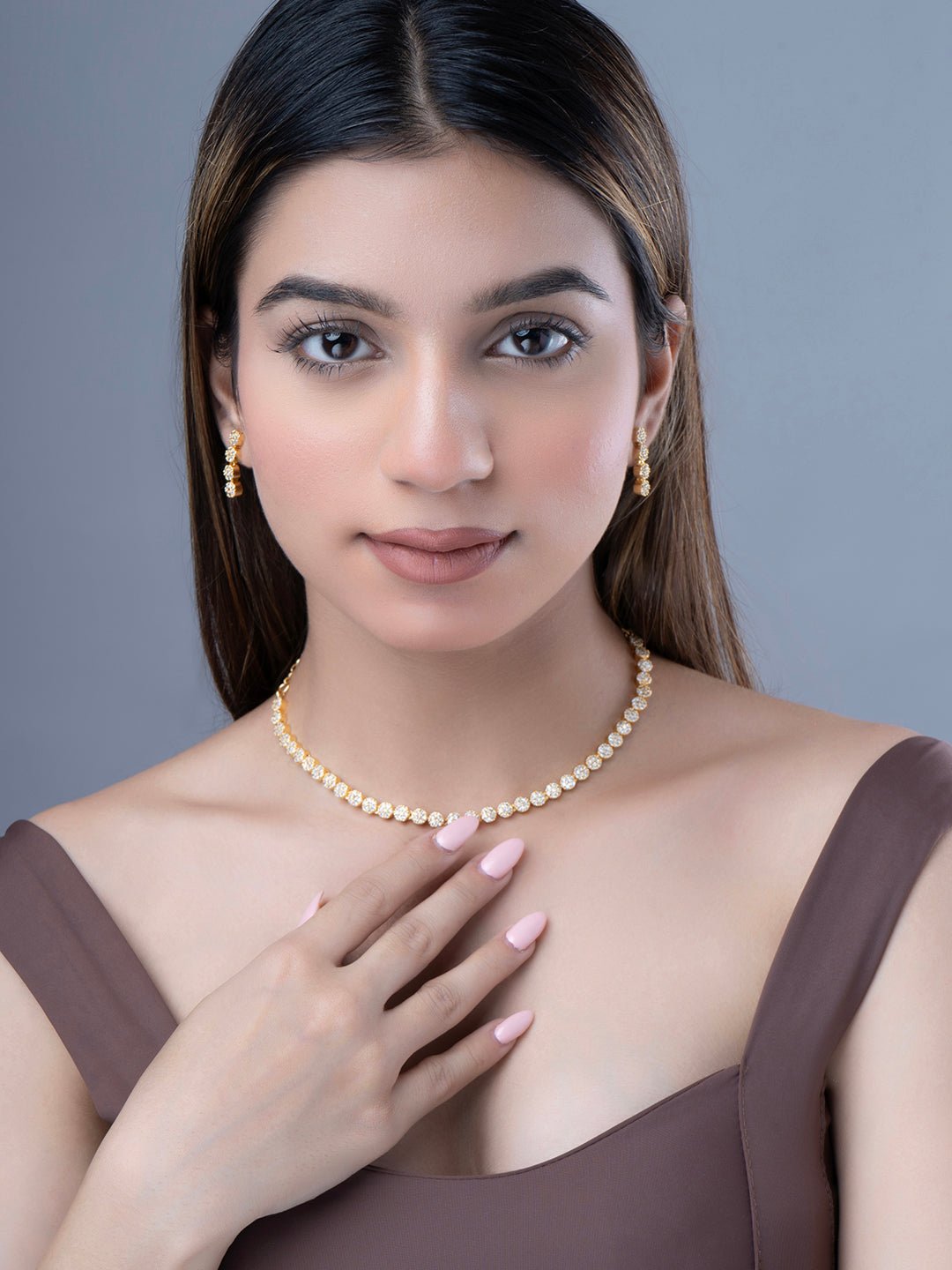 Necklace - Orchid Symphony Gold Plated Necklace - Opal Touch