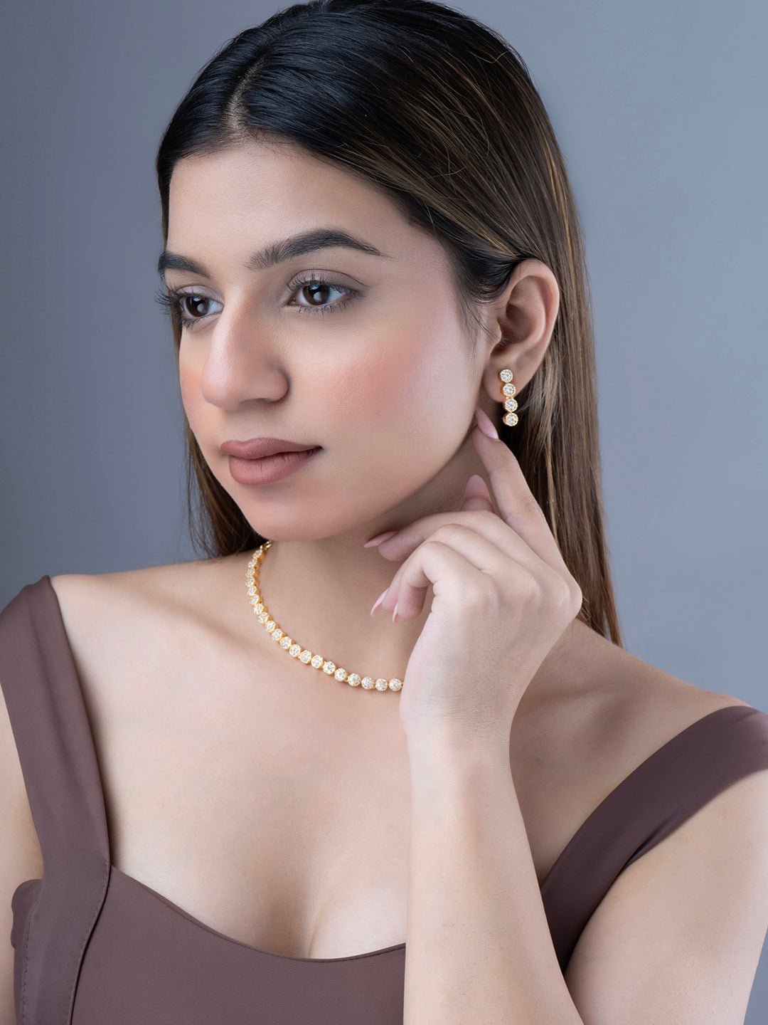 Necklace - Orchid Symphony Gold Plated Necklace - Opal Touch