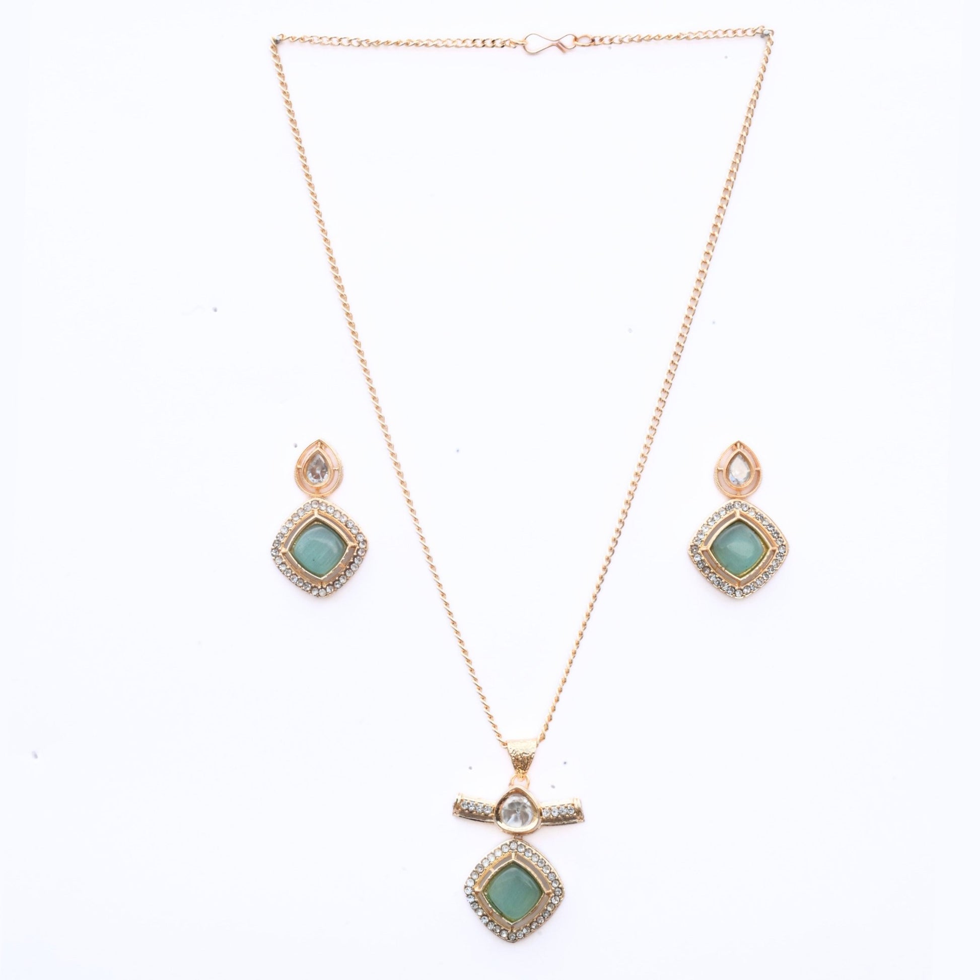 Locket Set - Ornate Elegance Gold Plated Locket Set - Opal Touch