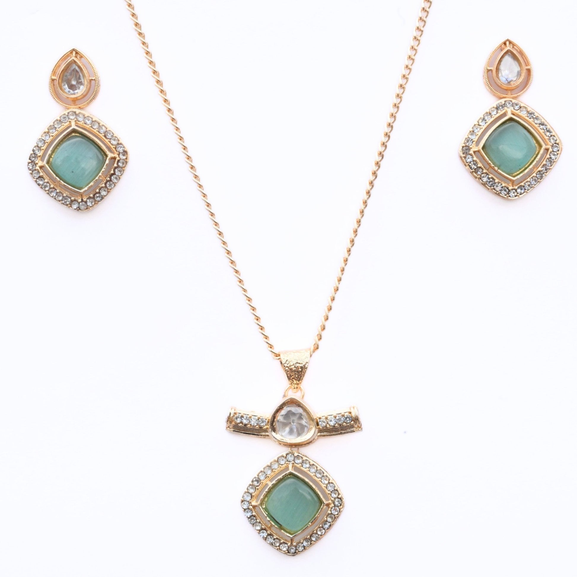 Locket Set - Ornate Elegance Gold Plated Locket Set - Opal Touch