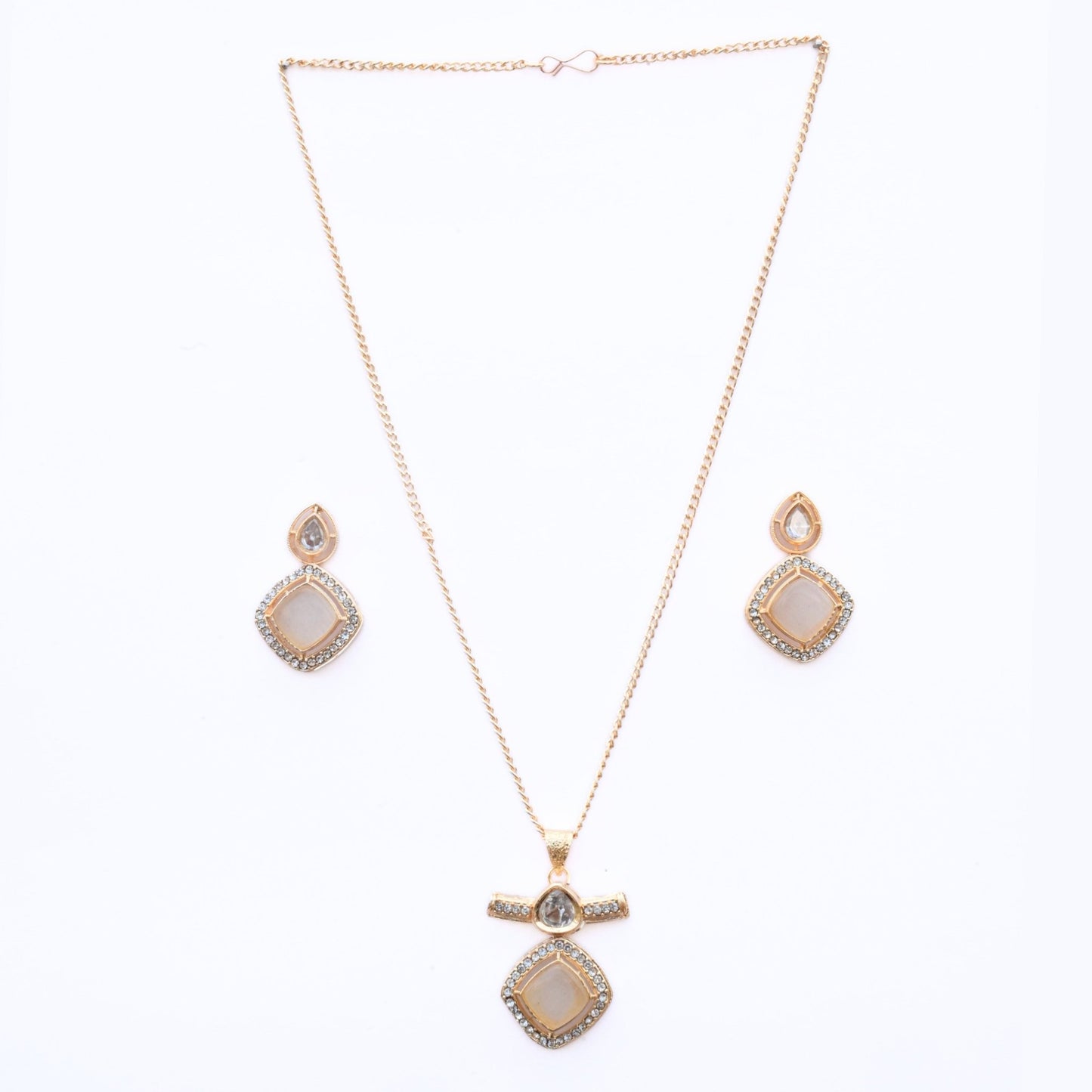 Locket Set - Ornate Elegance Gold Plated Locket Set - Opal Touch