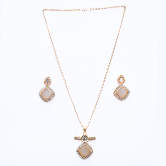 Locket Set - Ornate Elegance Gold Plated Locket Set - Opal Touch