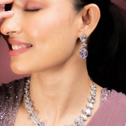 Necklace - Oval Cut CZ Necklace Set - Opal Touch