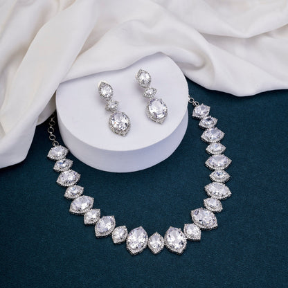 Necklace - Oval Cut CZ Necklace Set - Opal Touch