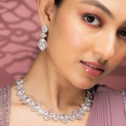 Necklace - Oval Cut CZ Necklace Set - Opal Touch