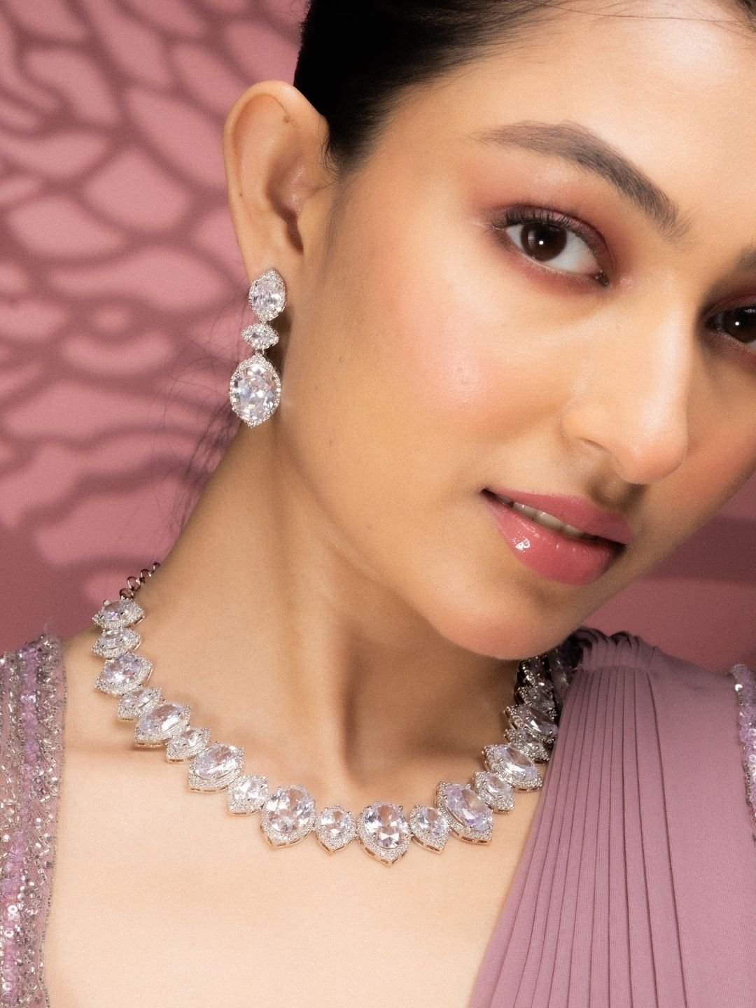 Necklace - Oval Cut CZ Necklace Set - Opal Touch