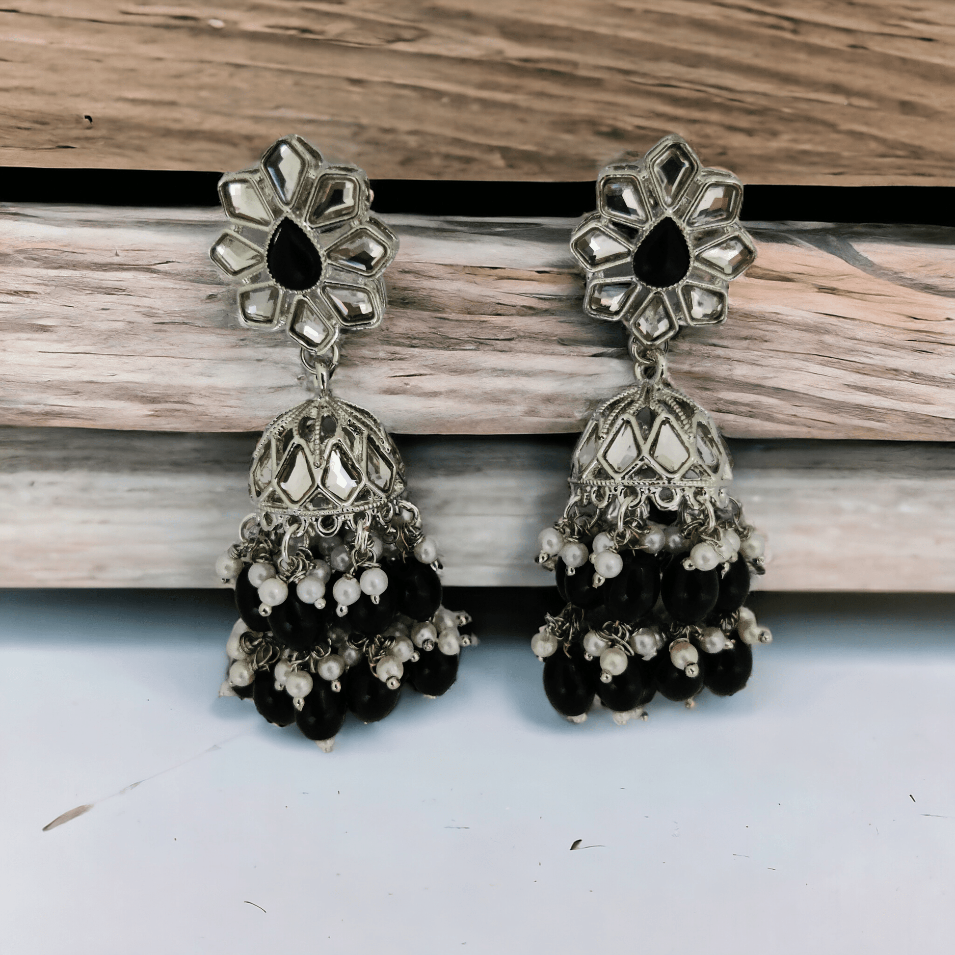Opal Touch - Oxidized Moti Jhumkas - Jhumka