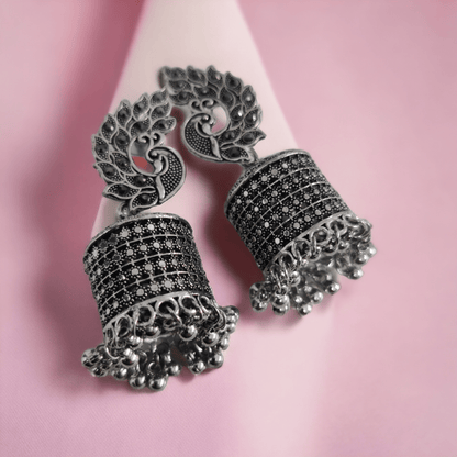 Opal Touch - Oxidized Peacock Jhumka - Jhumka