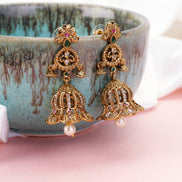 Jhumka - Padma Baali Matte Black Plated Jhumka - Opal Touch