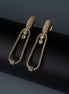 Pave American Diamond Oval Drop Gold Plated Earrings - Opal Touch