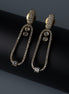 Pave American Diamond Oval Drop Mehendi Plated Earrings - Opal Touch
