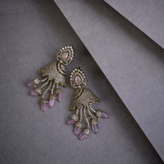 Peacock Design Mehendi Plated Dangle Earrings - Opal Touch