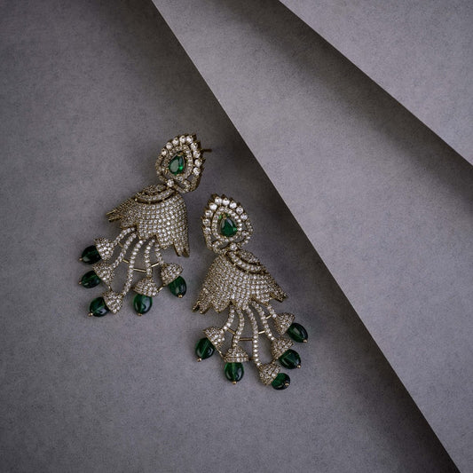 Peacock Design Mehendi Plated Dangle Earrings - Opal Touch