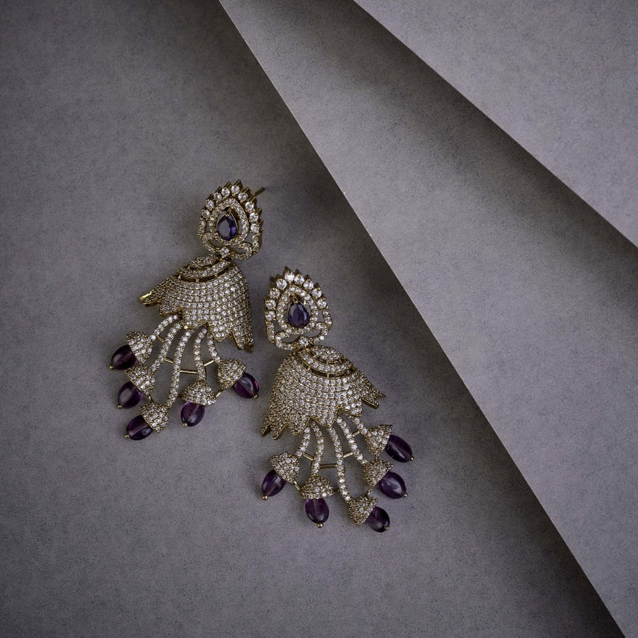 Peacock Design Mehendi Plated Dangle Earrings - Opal Touch