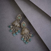 Peacock Design Mehendi Plated Dangle Earrings - Opal Touch