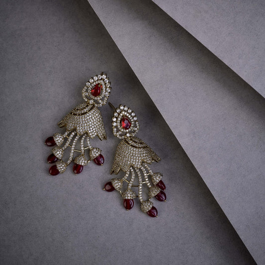 Peacock Design Mehendi Plated Dangle Earrings - Opal Touch