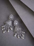 Peacock Design Rhodium Plated Dangle Earrings - Opal Touch