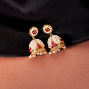 Jhumka - Pearl and Ruby Jhumka Earrings. - Opal Touch