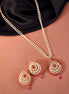 Necklace - Pearl and Ruby Pendant Set with Earrings - Opal Touch