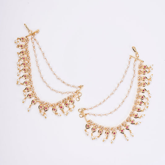 Kaan Chain - Pearl - Encrusted Golden Floral Delight - Opal Touch