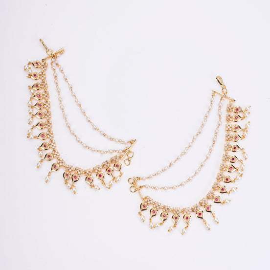 Kaan Chain - Pearl - Encrusted Golden Floral Delight - Opal Touch