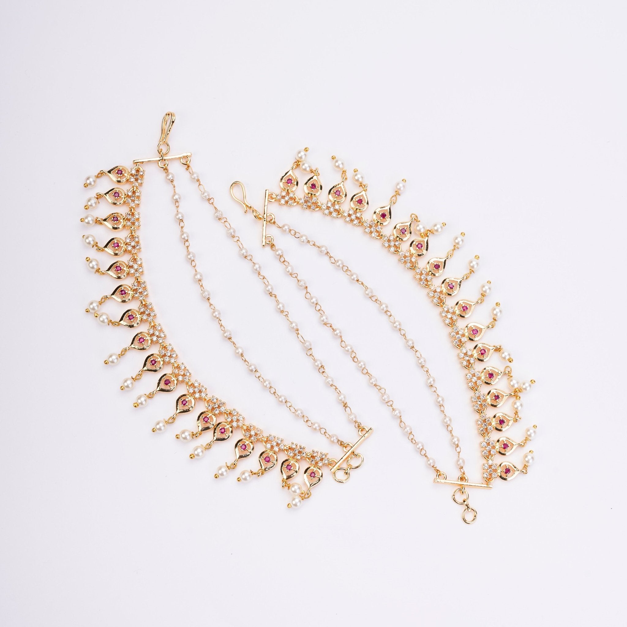 Kaan Chain - Pearl - Encrusted Golden Floral Delight - Opal Touch