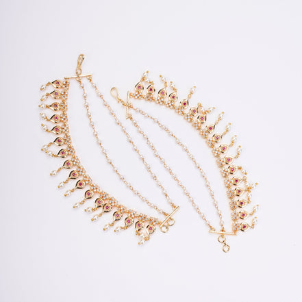 Kaan Chain - Pearl - Encrusted Golden Floral Delight - Opal Touch