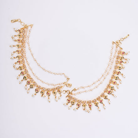 Kaan Chain - Pearl - Encrusted Golden Floral Delight - Opal Touch