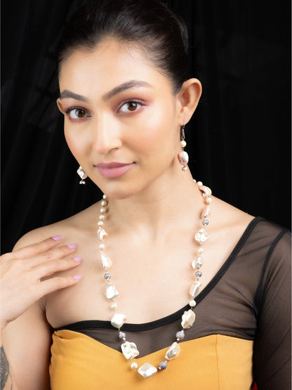 Necklace - Pearl Mirage Rhodium Plated Necklace - Opal Touch