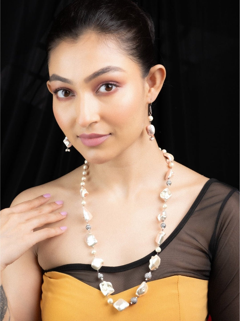 Necklace - Pearl Mirage Rhodium Plated Necklace - Opal Touch