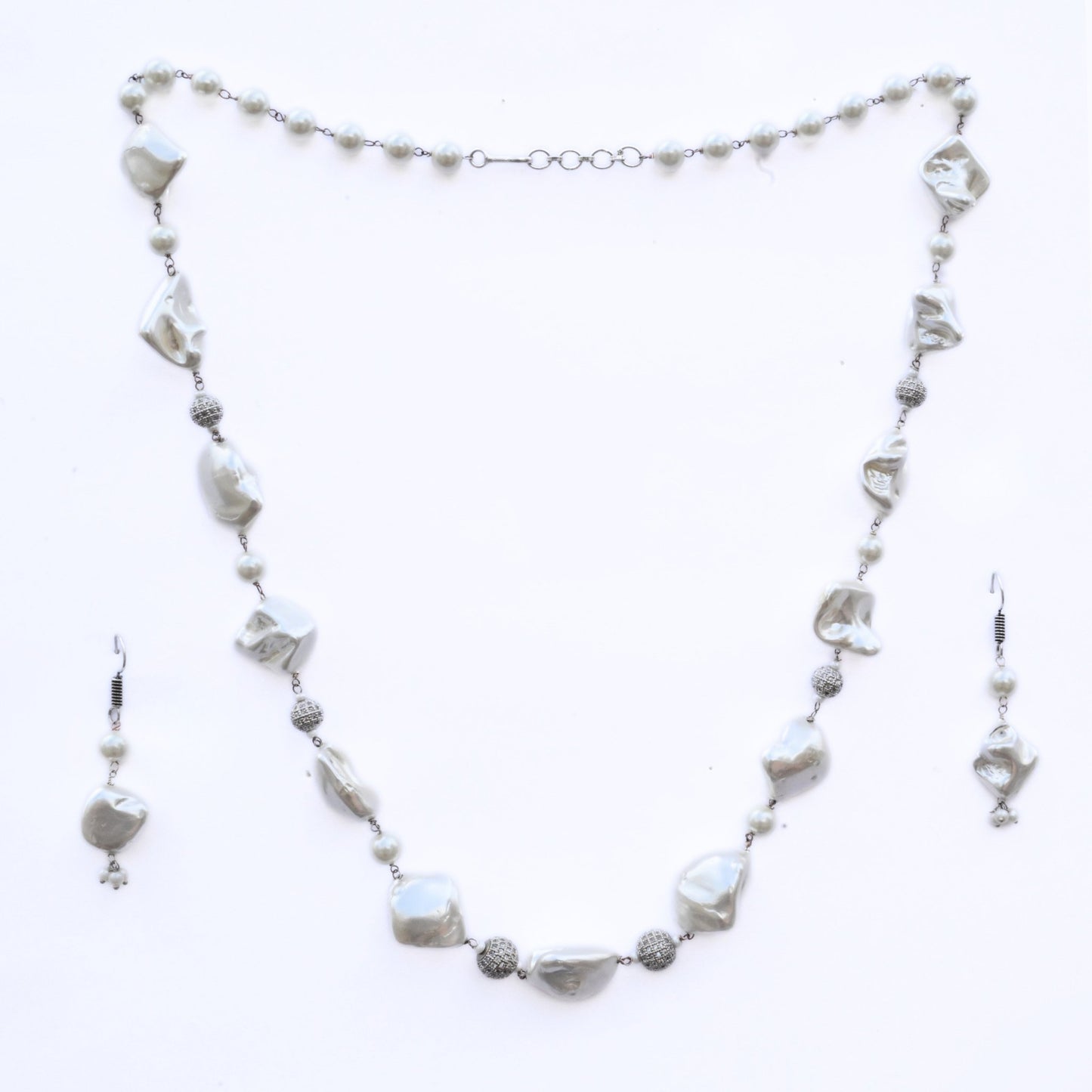 Necklace - Pearl Mirage Rhodium Plated Necklace - Opal Touch