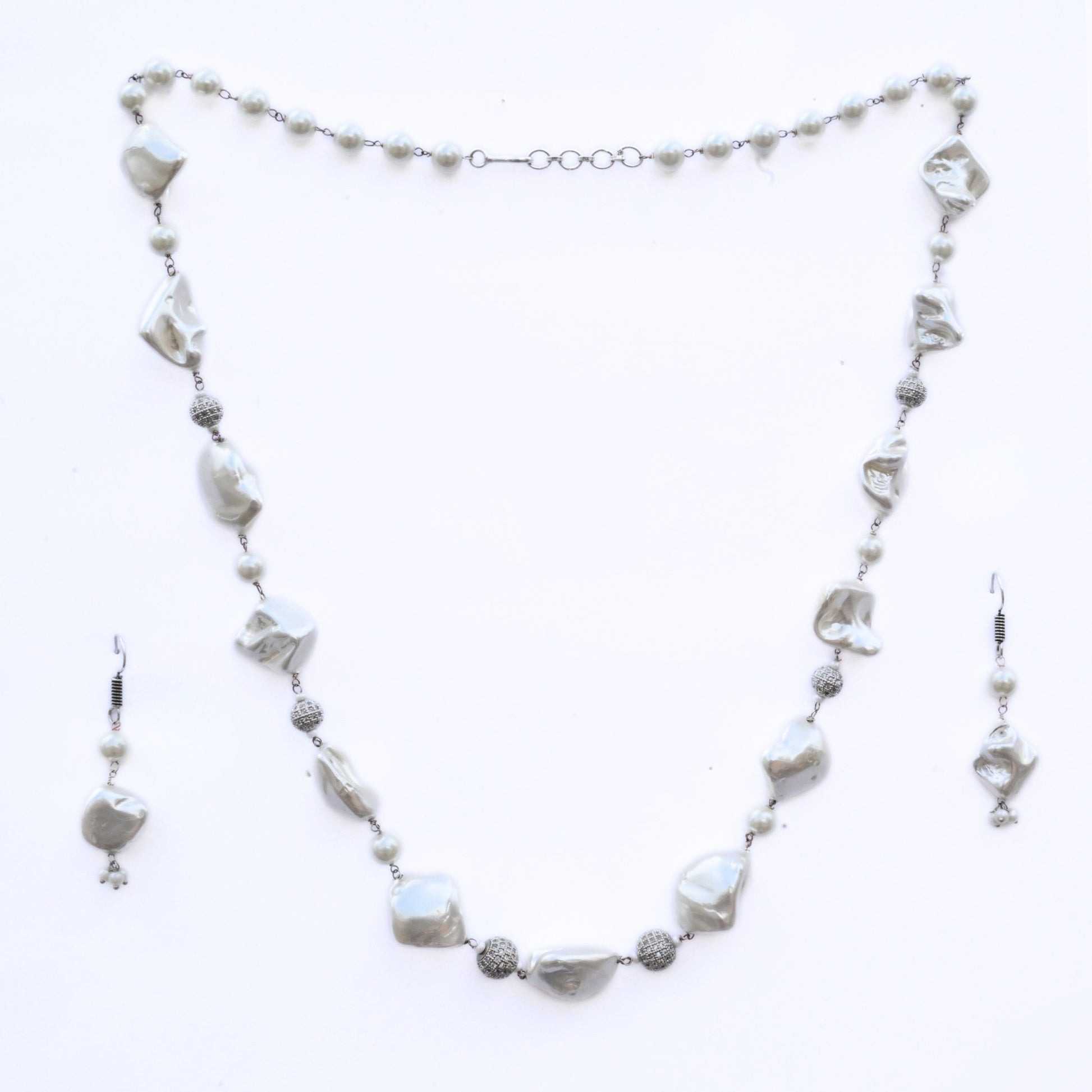 Necklace - Pearl Mirage Rhodium Plated Necklace - Opal Touch