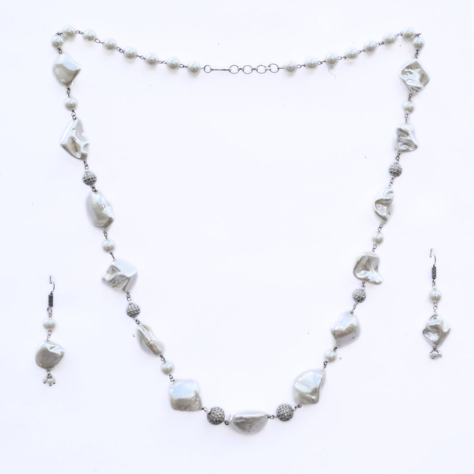 Necklace - Pearl Mirage Rhodium Plated Necklace - Opal Touch