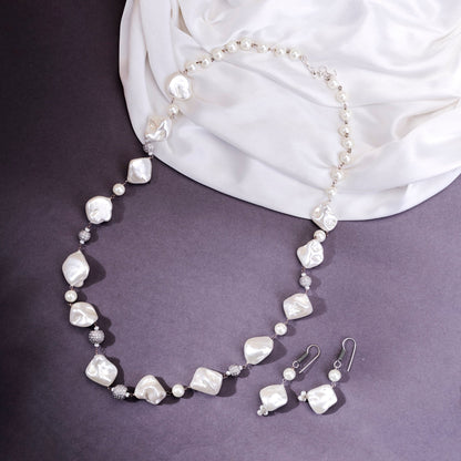 Necklace - Pearl Mirage Rhodium Plated Necklace - Opal Touch